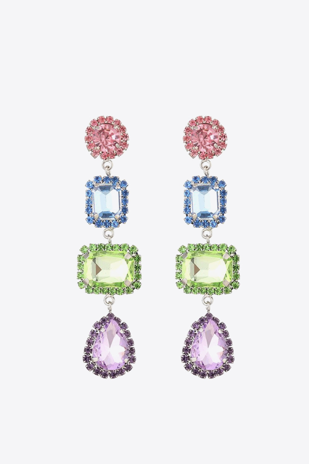 Multicolored Glass Stone Copper Earrings - Earrings - FITGGINS