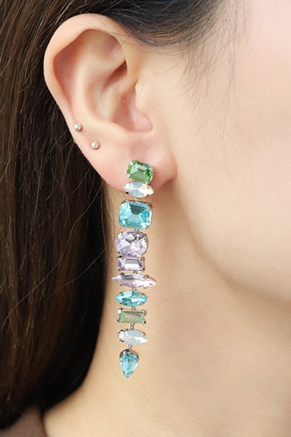 Multicolored Glass Stone Dangle Earrings - Earrings - FITGGINS