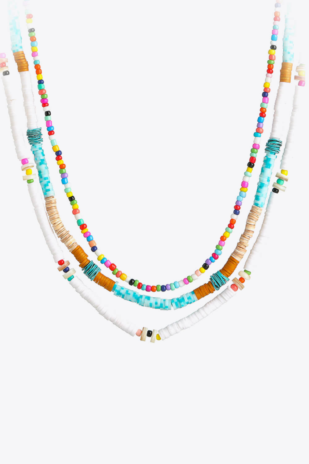 Multicolored Bead Necklace Three-Piece Set - Necklaces - FITGGINS