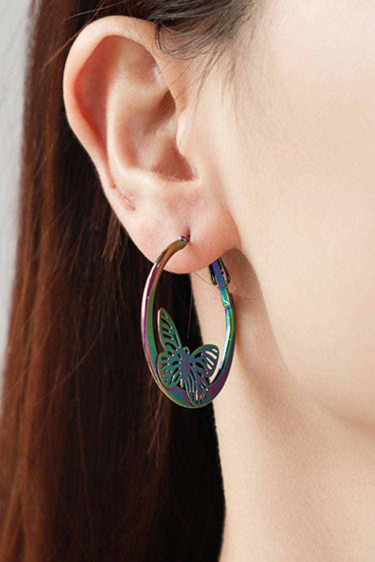 Multicolored Butterfly Huggie Earrings - Earrings - FITGGINS