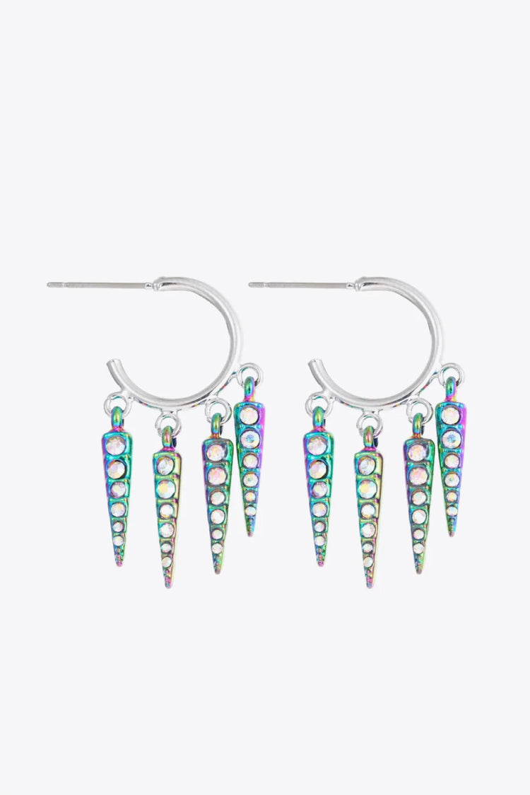 Multicolored Rhinestone Geometric Earrings - Earrings - FITGGINS