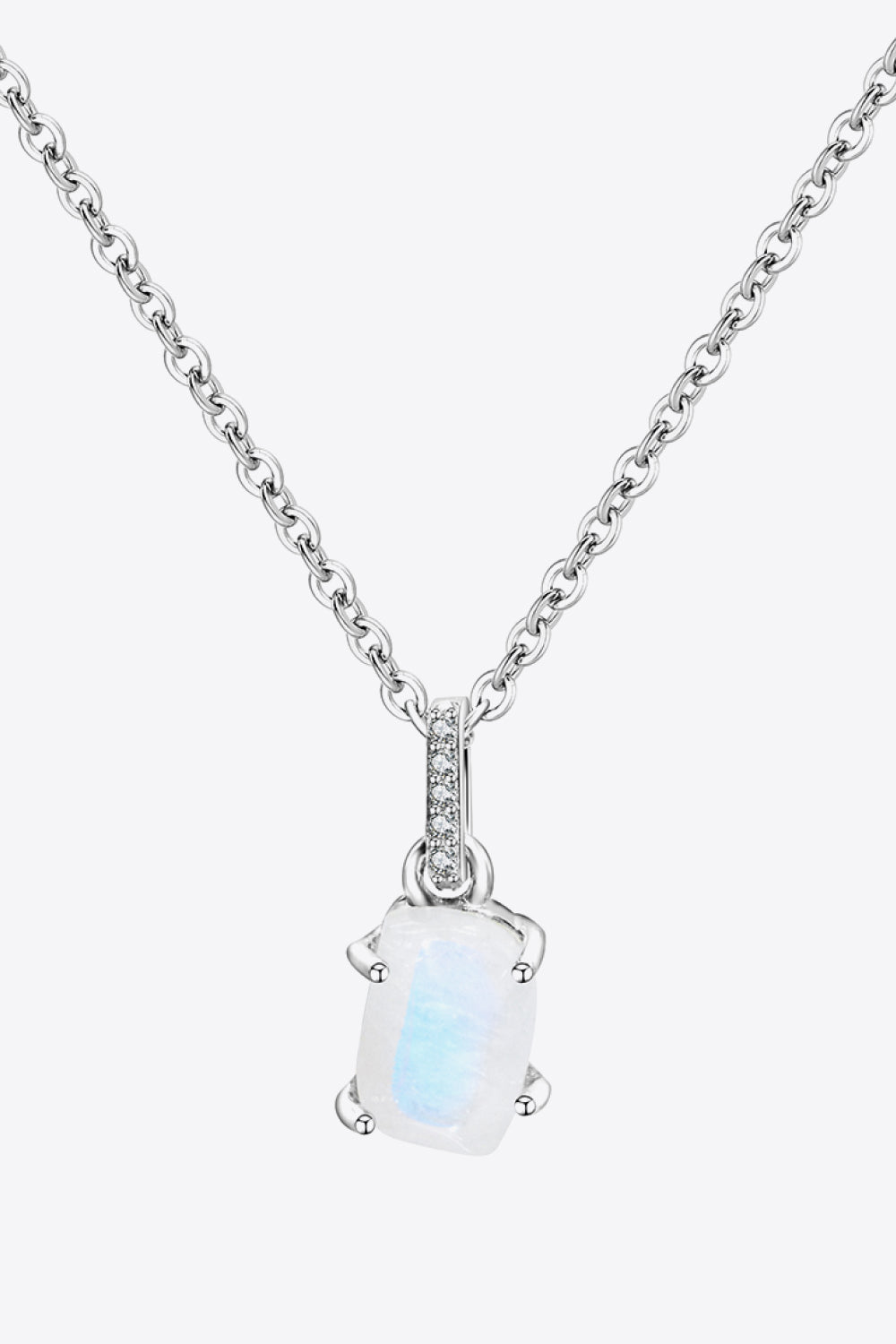Natural Moonstone 4-Prong Pendant Necklace - Necklaces - FITGGINS