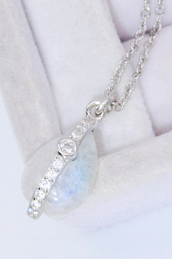 Natural Moonstone and Zircon Pendant Necklace - Necklaces - FITGGINS