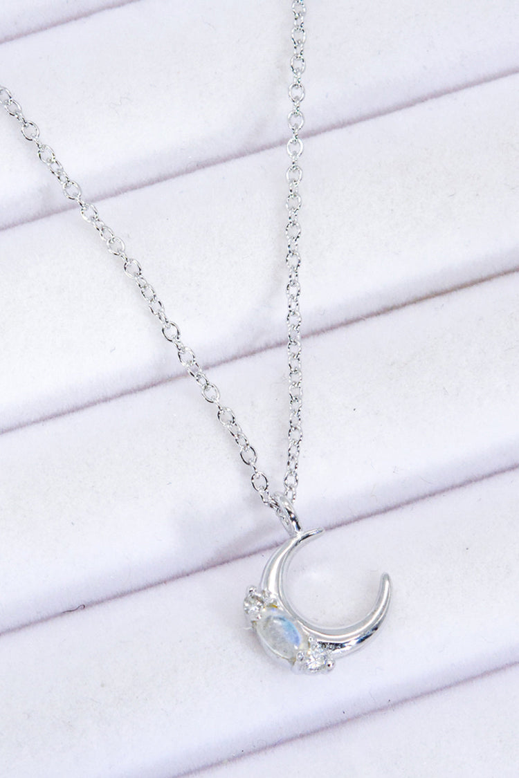 Natural Moonstone Moon Pendant Necklace - Necklaces - FITGGINS
