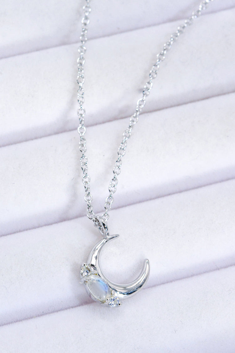Natural Moonstone Moon Pendant Necklace - Necklaces - FITGGINS