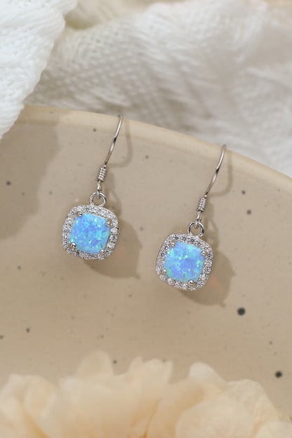 Opal Square Drop Earrings - Modern Elegance