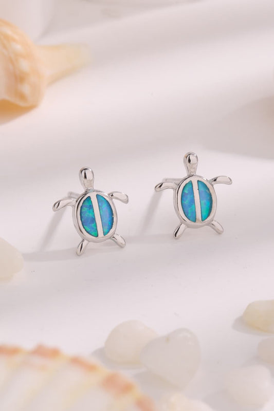 Opal Turtle 925 Sterling Silver Stud Earrings - Earrings - FITGGINS