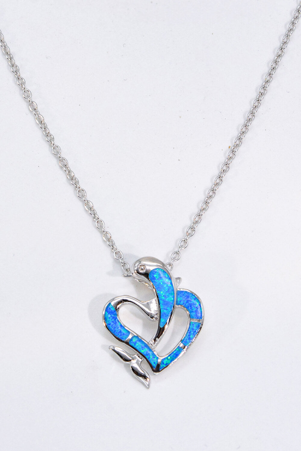 Opal Dolphin Heart Chain-Link Necklace - Necklaces - FITGGINS