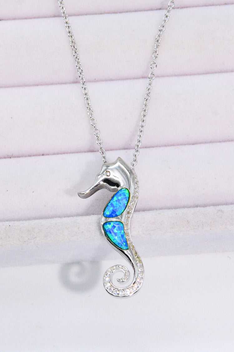 Opal Seahorse 925 Sterling Silver Necklace - Necklaces - FITGGINS