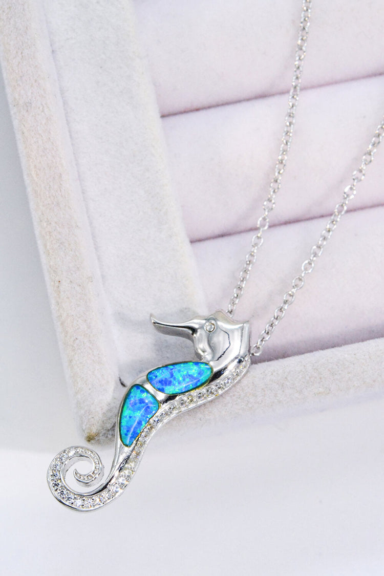 Opal Seahorse 925 Sterling Silver Necklace - Necklaces - FITGGINS