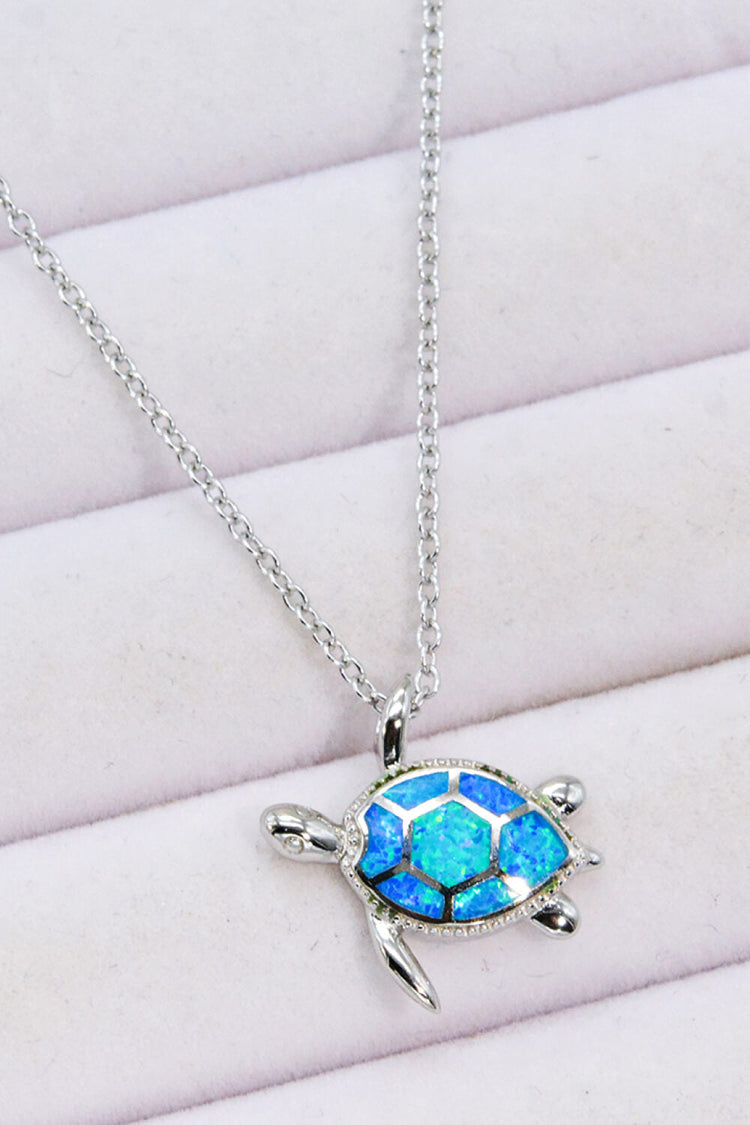 Opal Turtle Pendant Chain-Link Necklace - Necklaces - FITGGINS
