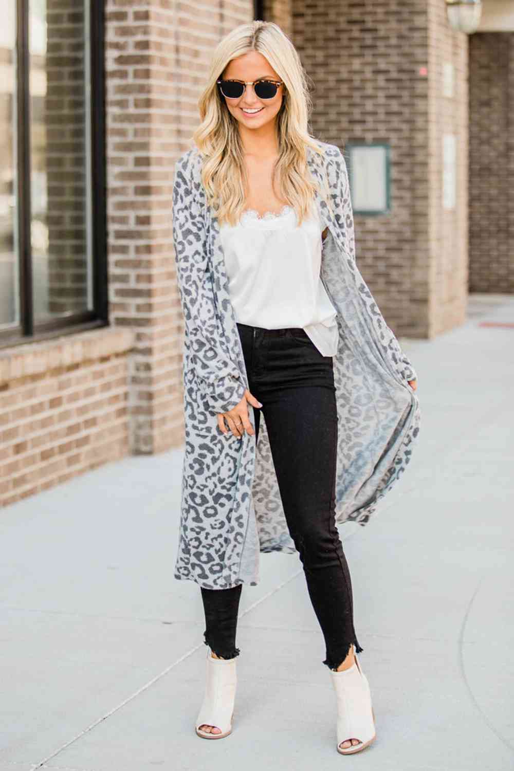 Open Front Leopard Cardigan - Jackets - FITGGINS