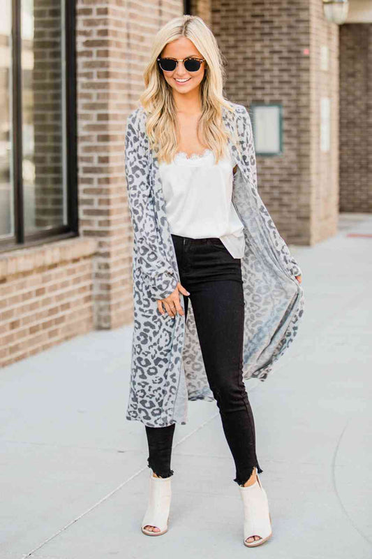 Open Front Leopard Cardigan - Jackets - FITGGINS