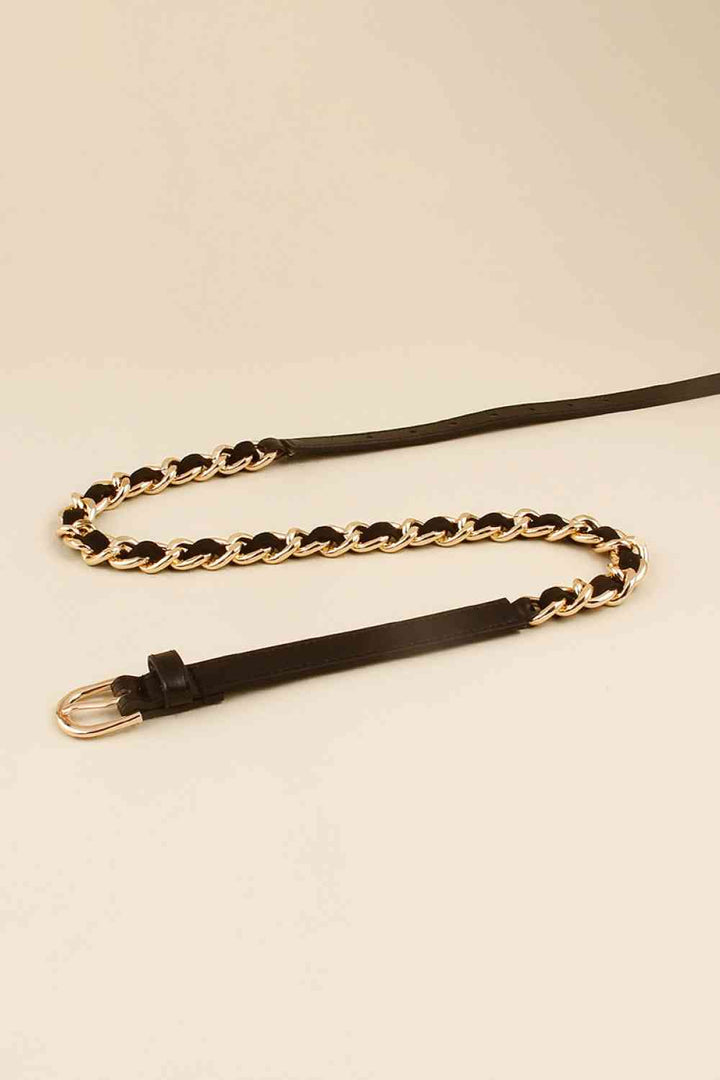 PU Chain Skinny Belt - Belt - FITGGINS