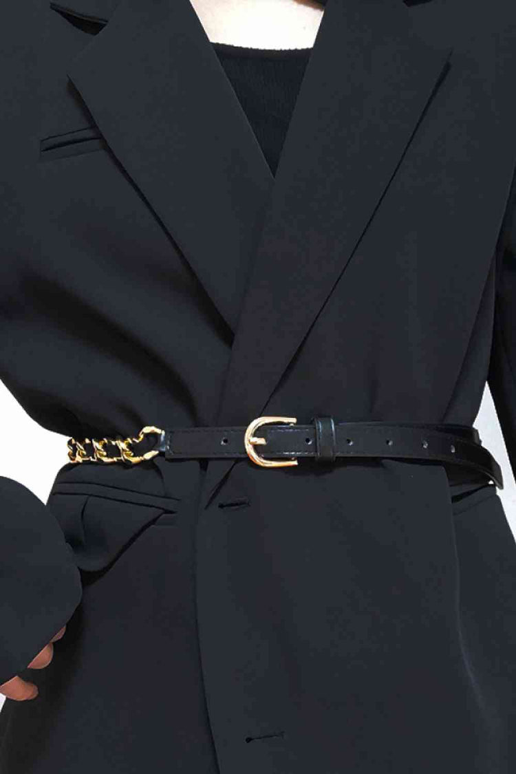 PU Chain Skinny Belt - Belt - FITGGINS