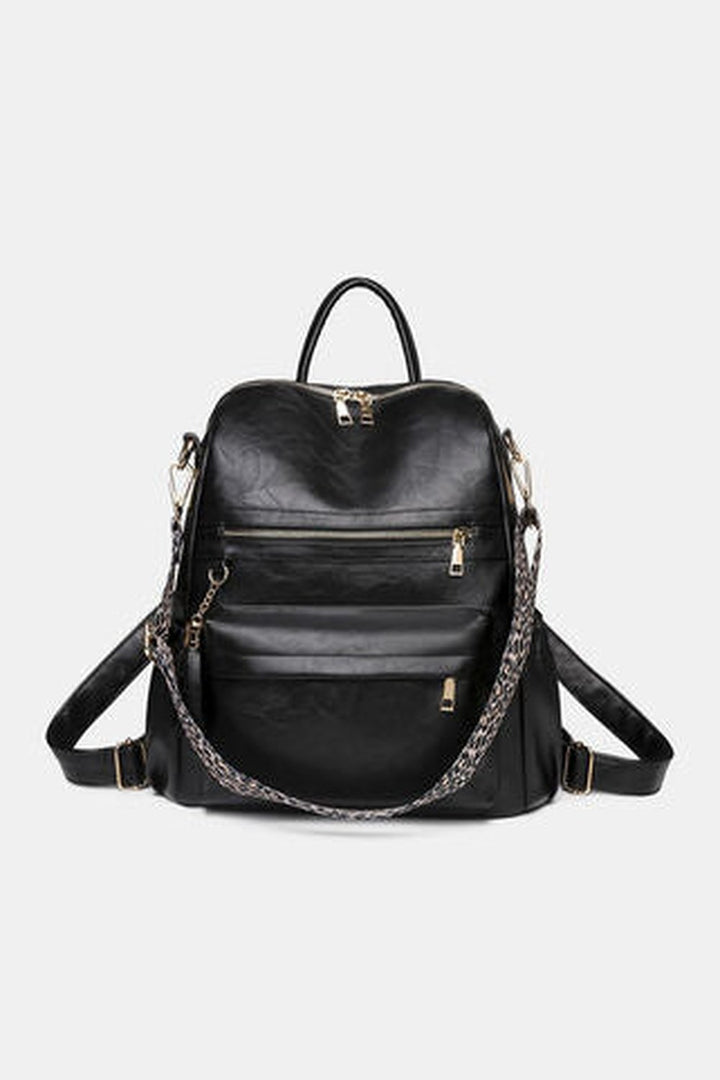 PU Leather Convertible Backpack - Handbag - FITGGINS