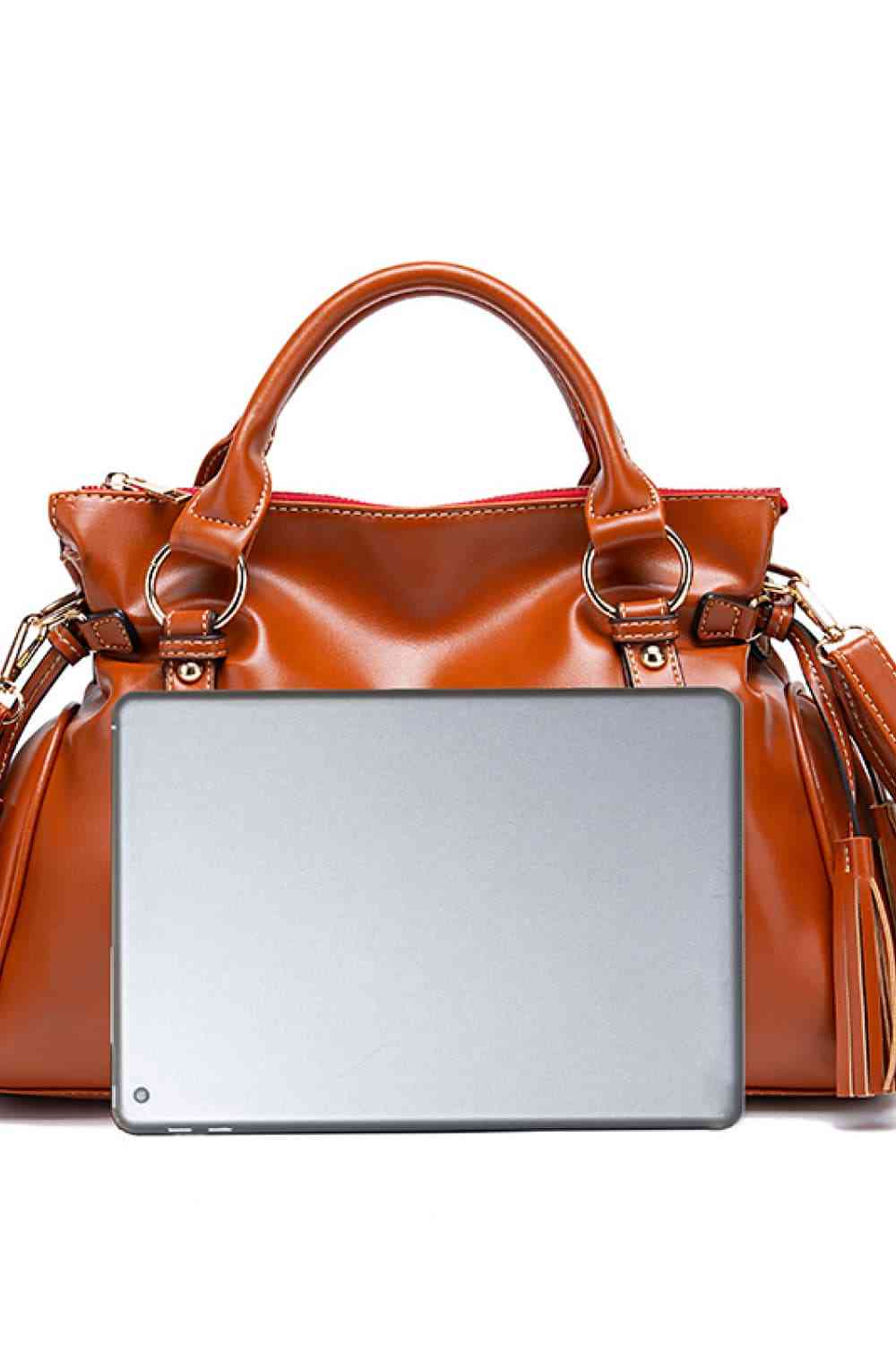PU Leather Handbag with Tassels - Handbag - FITGGINS