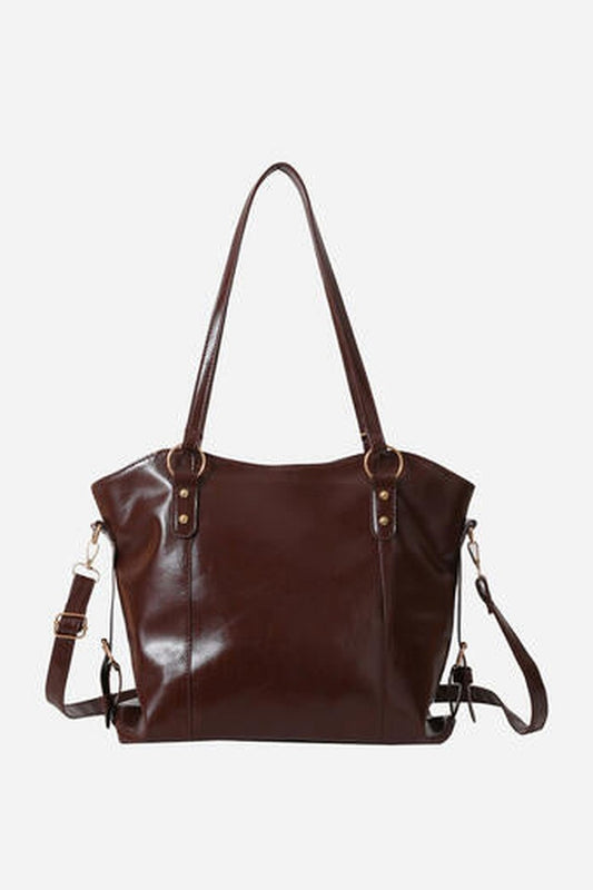 PU Leather Tote Bag - Handbag - FITGGINS