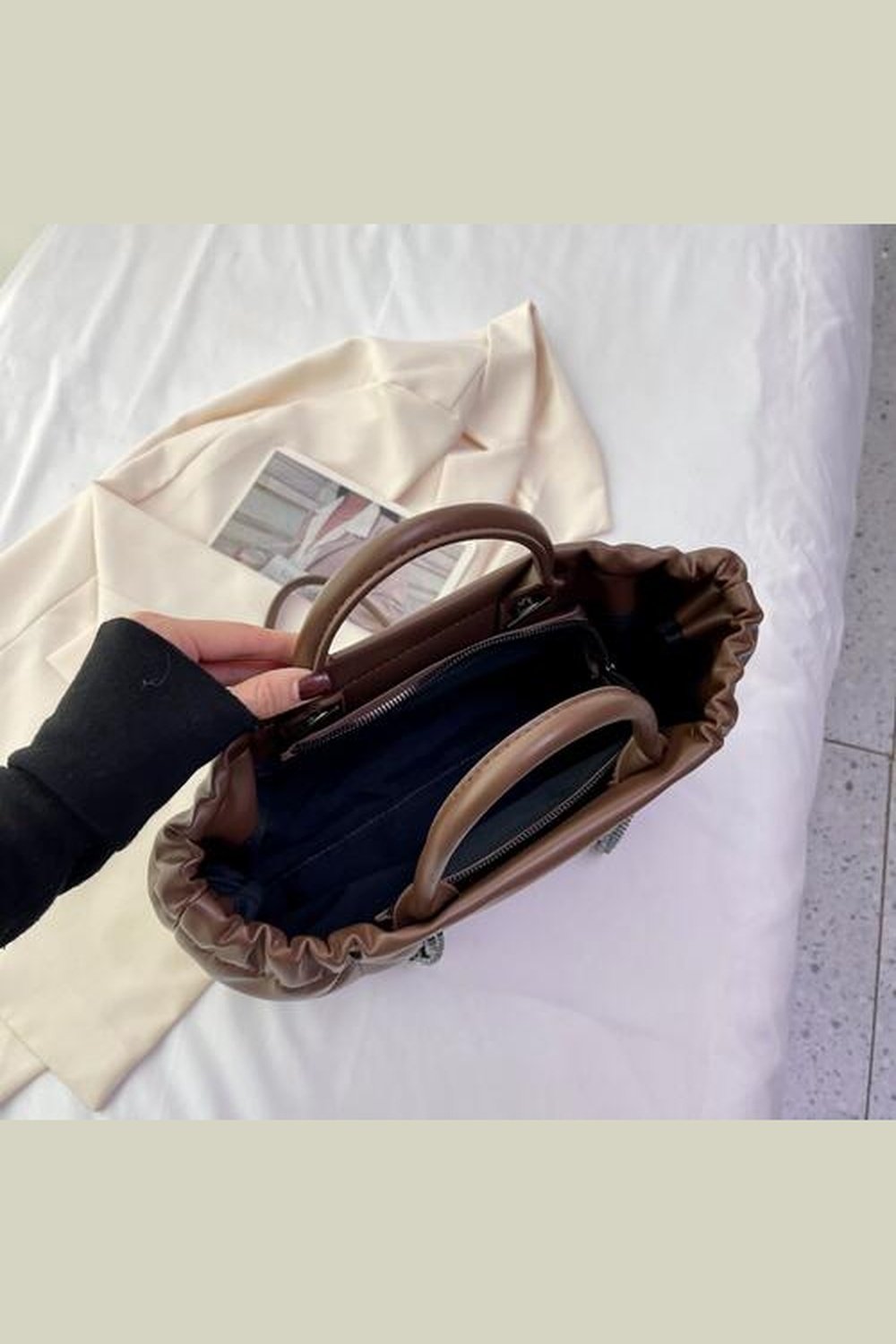 PU Leather Tote Bag - Handbag - FITGGINS