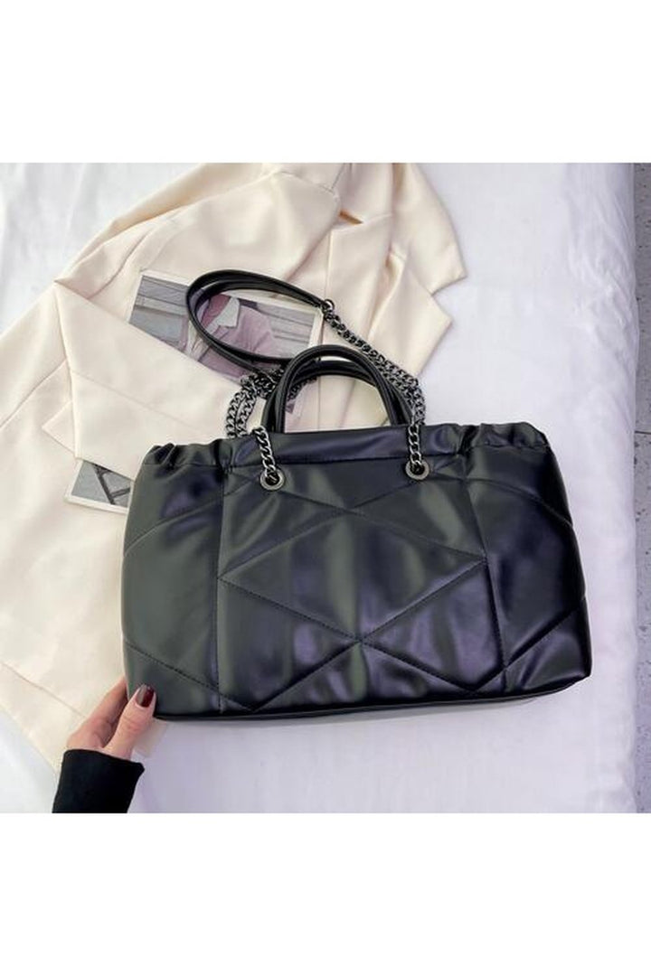 PU Leather Tote Bag - Handbag - FITGGINS