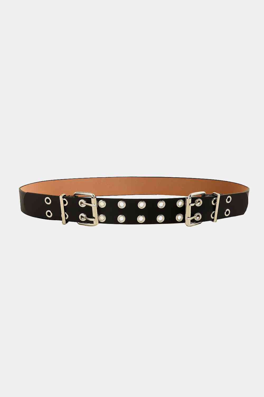 PU Leather Two Row Eyelet Belt - Belt - FITGGINS