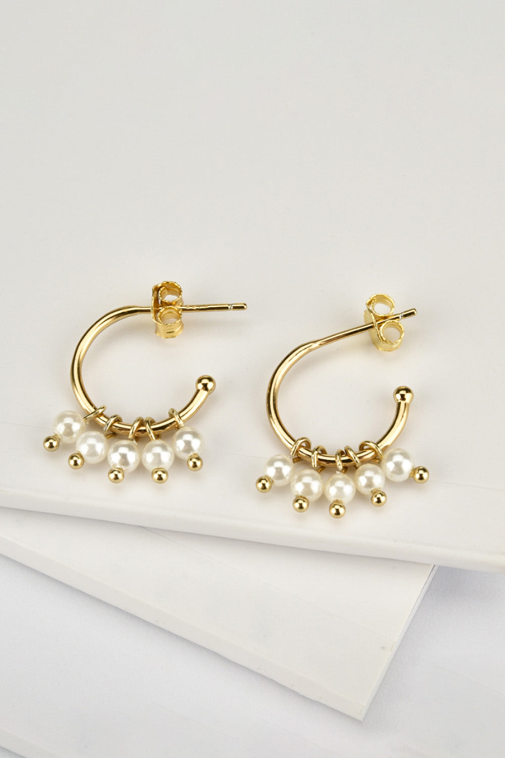 Pearl 925 Sterling Silver C-Hoop Earrings - Earrings - FITGGINS