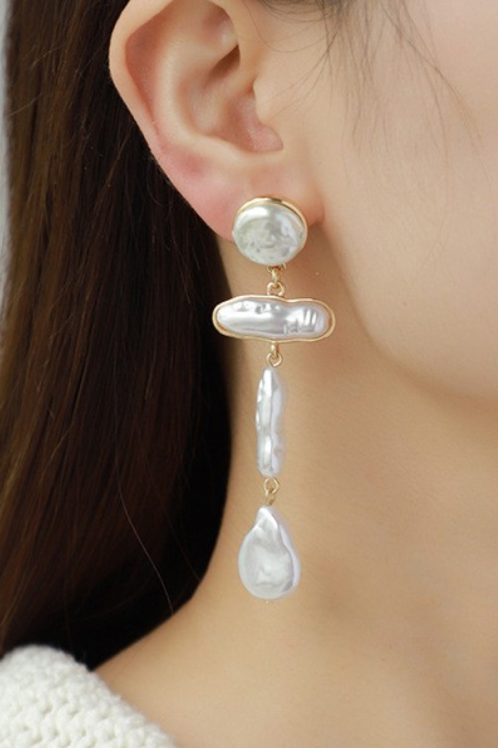 Pearl Zinc Alloy Dangle Earrings - Earrings - FITGGINS