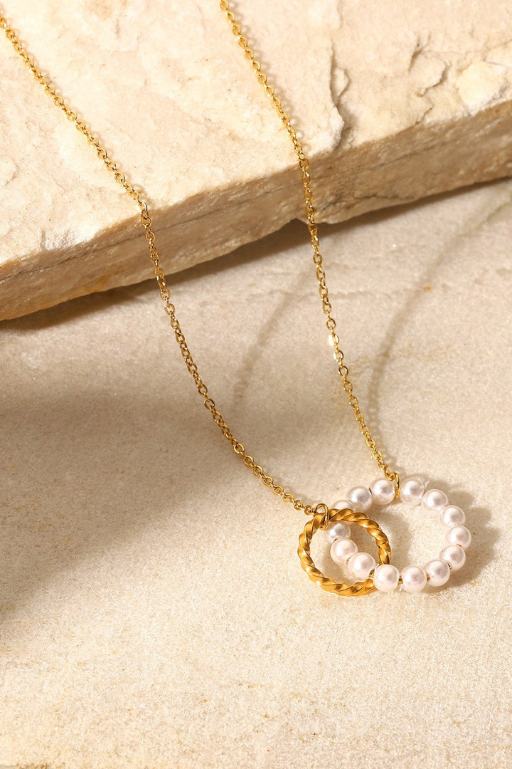 Pearl Hoop Link Pendant Necklace - Necklaces - FITGGINS