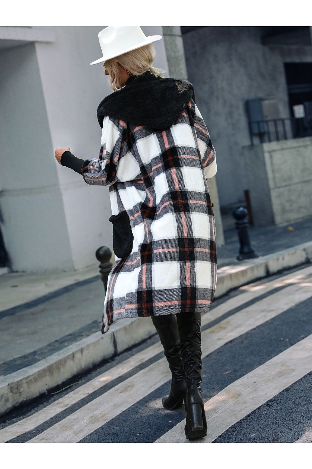 Plaid Button Down Hooded Jacket - Jackets - FITGGINS