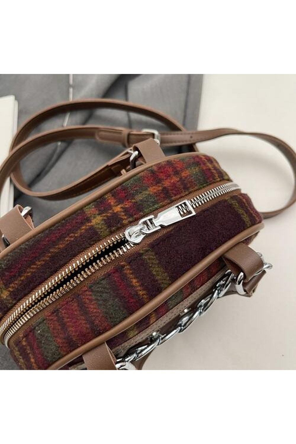 Plaid Print Crossbody Bag - Handbag - FITGGINS