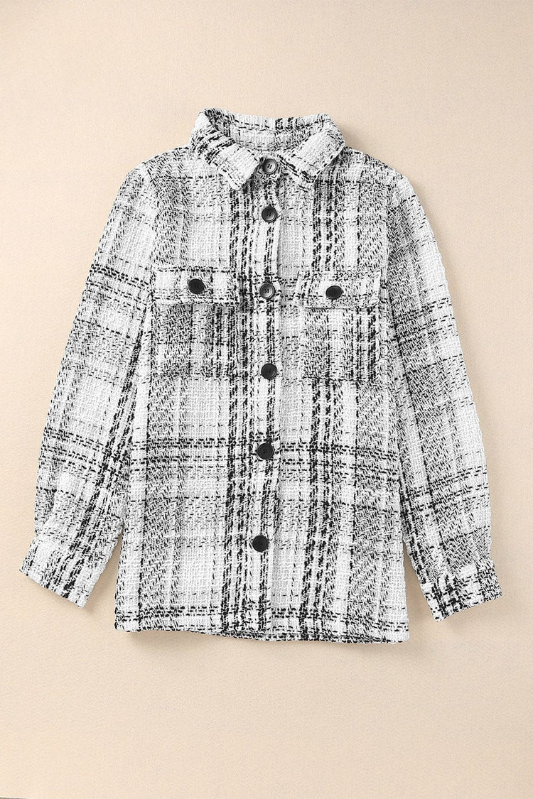 Plaid Pocketed Long Sleeve Shirt Jacket - Jackets - FITGGINS