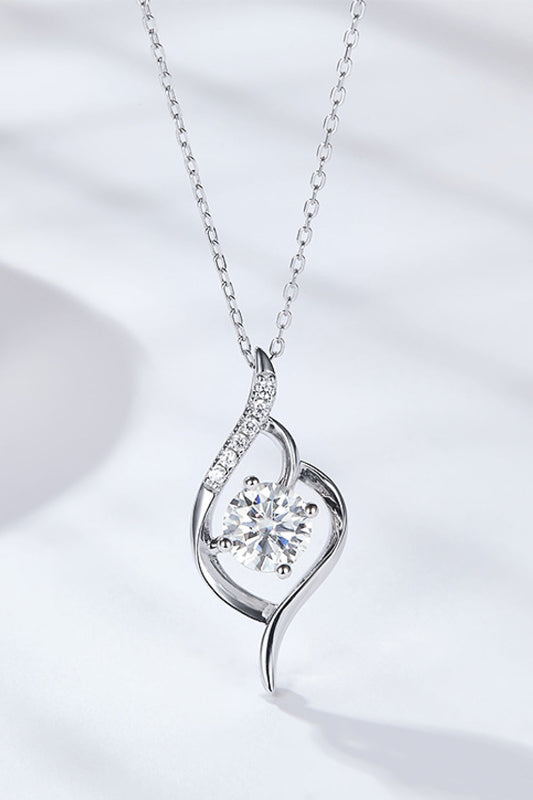 Platinum-Plated 1 Carat Moissanite Pendant Necklace - Necklaces - FITGGINS