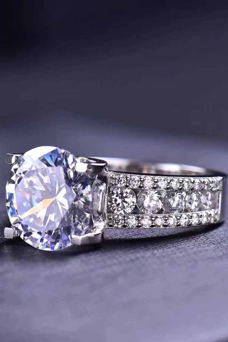 Platinum-Plated 5 Carat Moissanite Side Stone Ring - Rings - FITGGINS