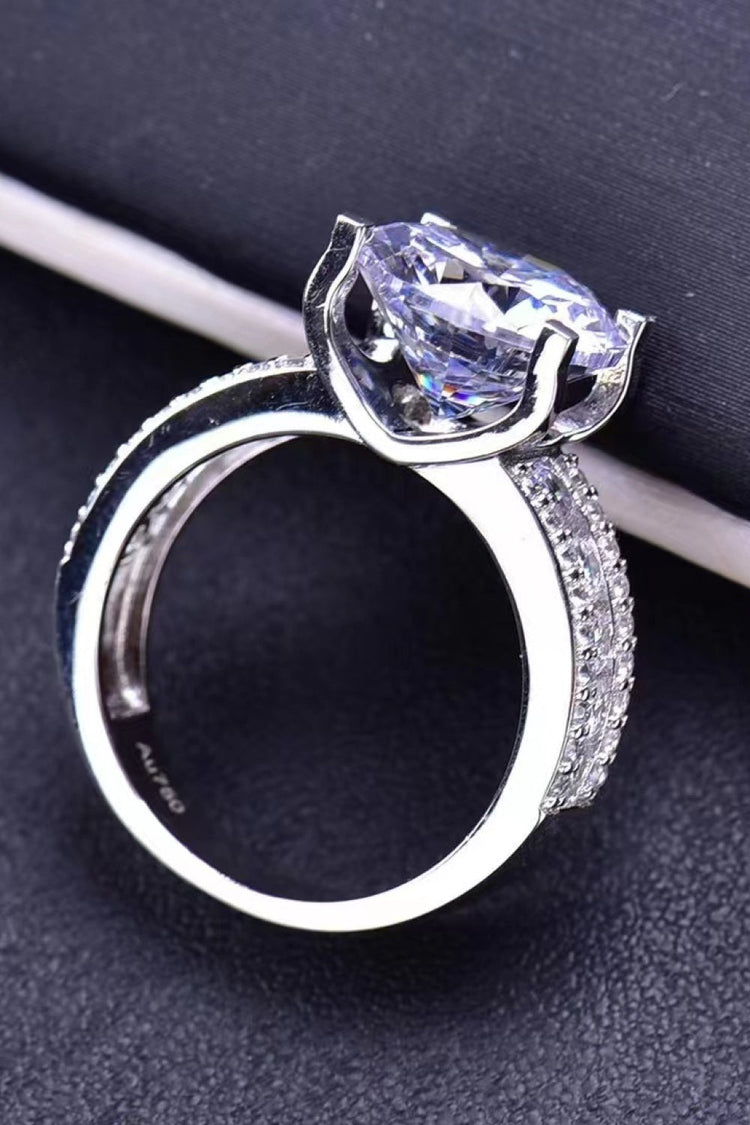 Platinum-Plated 5 Carat Moissanite Side Stone Ring - Rings - FITGGINS