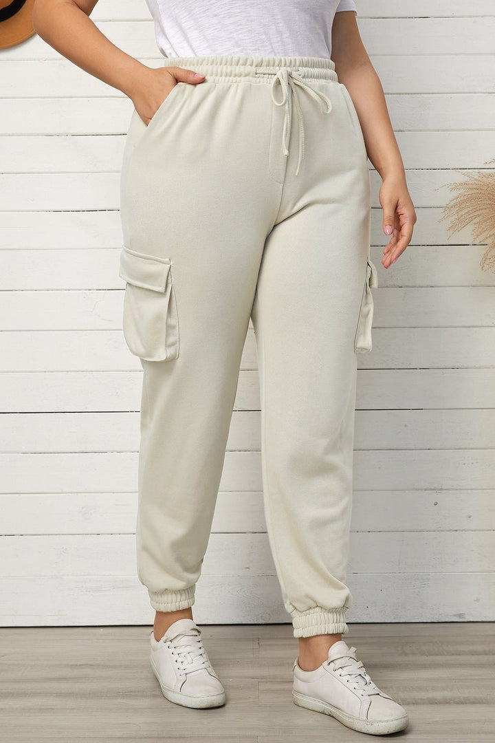 Plus Size Elastic Waist Joggers with Pockets - Pants - FITGGINS