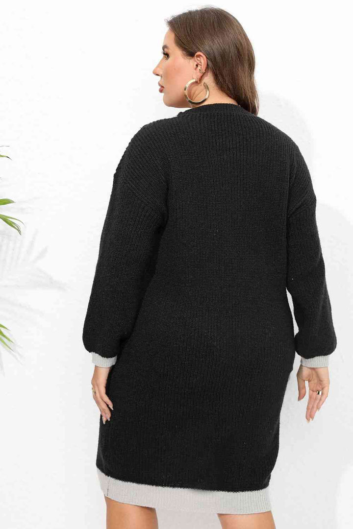 Plus Size Long Sleeve Sweater Dress - Sweater Dresses - FITGGINS