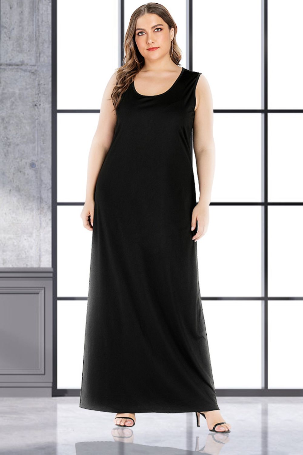 Plus Size Scoop Neck Maxi Tank Dress - Casual & Maxi Dresses - FITGGINS