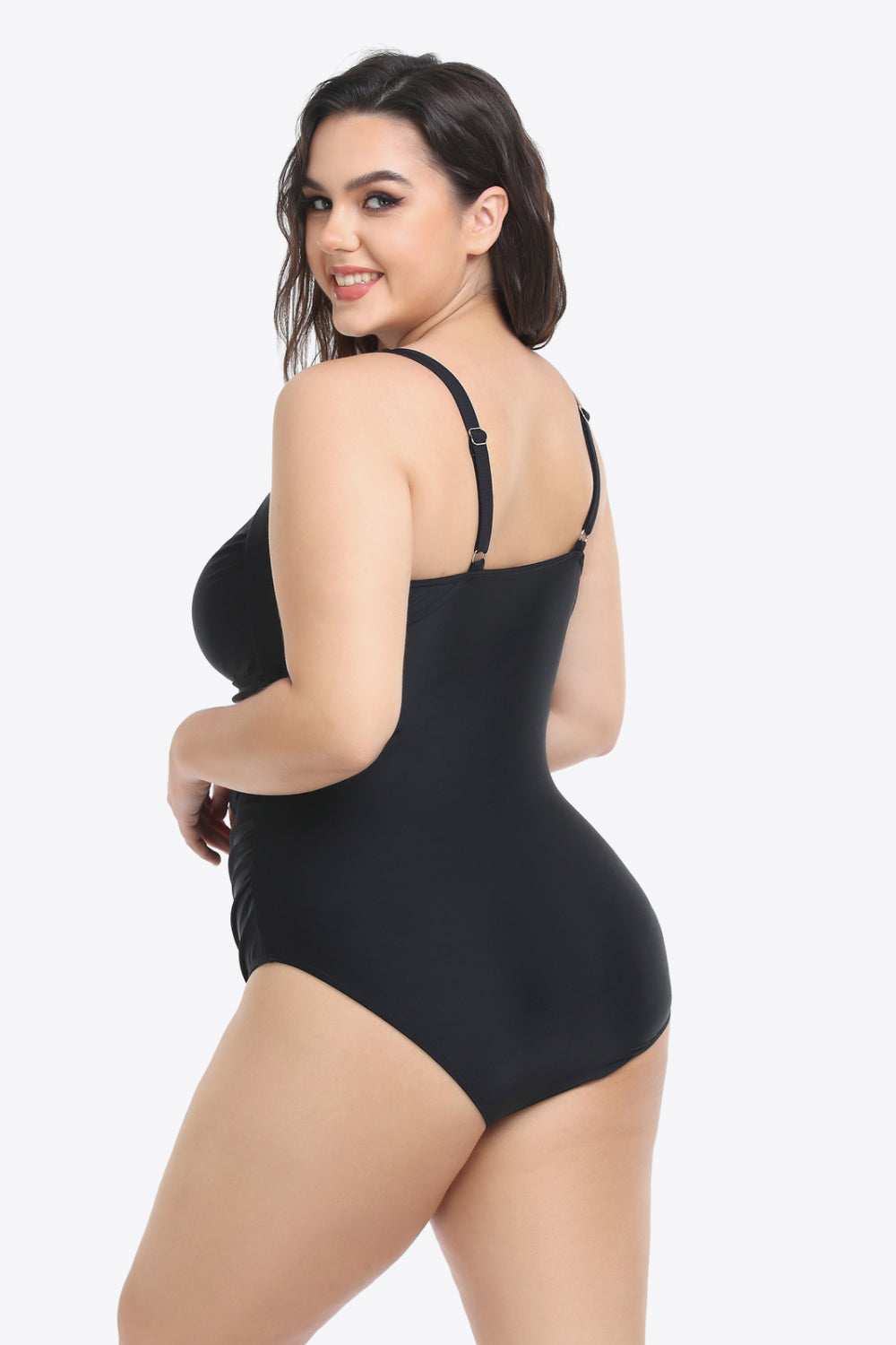 Plus Size Sleeveless Plunge One-Piece Swimsuit - Swimwear One-Pieces - FITGGINS