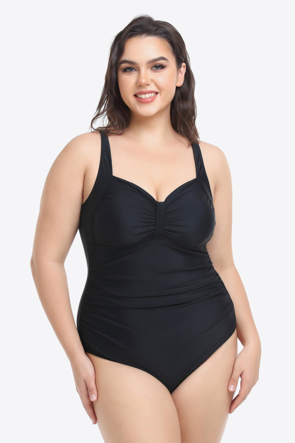 Plus Size Sleeveless Plunge One-Piece Swimsuit - Swimwear One-Pieces - FITGGINS
