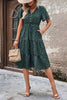 Printed Buttoned V-Neck Flutter Sleeve Dress