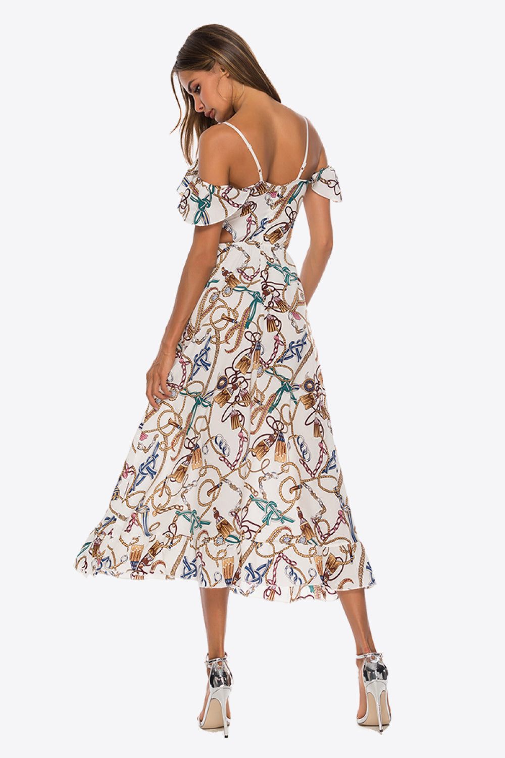 Printed Cutout Cold-Shoulder Dress - Casual & Maxi Dresses - FITGGINS