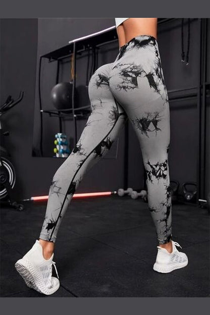 Printed High Waist Active Pants - Leggings - FITGGINS