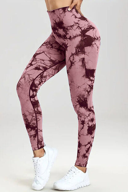 Printed High Waist Active Pants - Leggings - FITGGINS