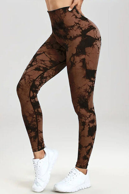 Printed High Waist Active Pants - Leggings - FITGGINS