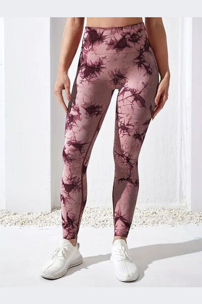 Printed High Waist Active Pants - Leggings - FITGGINS