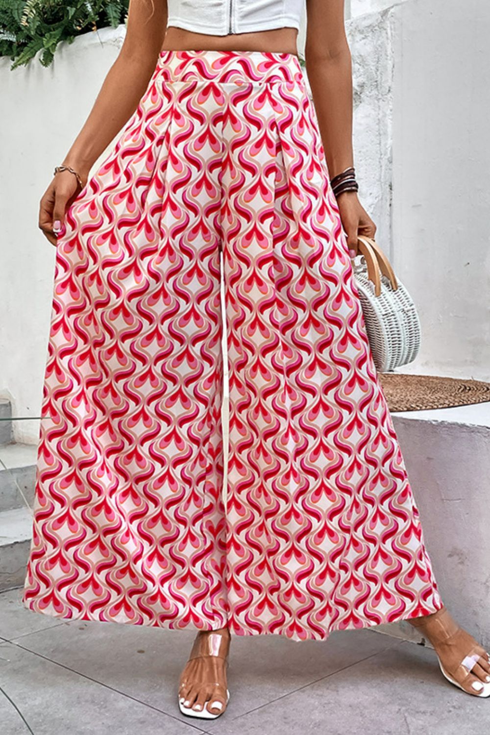 Printed High-Waist Culottes - Pants - FITGGINS