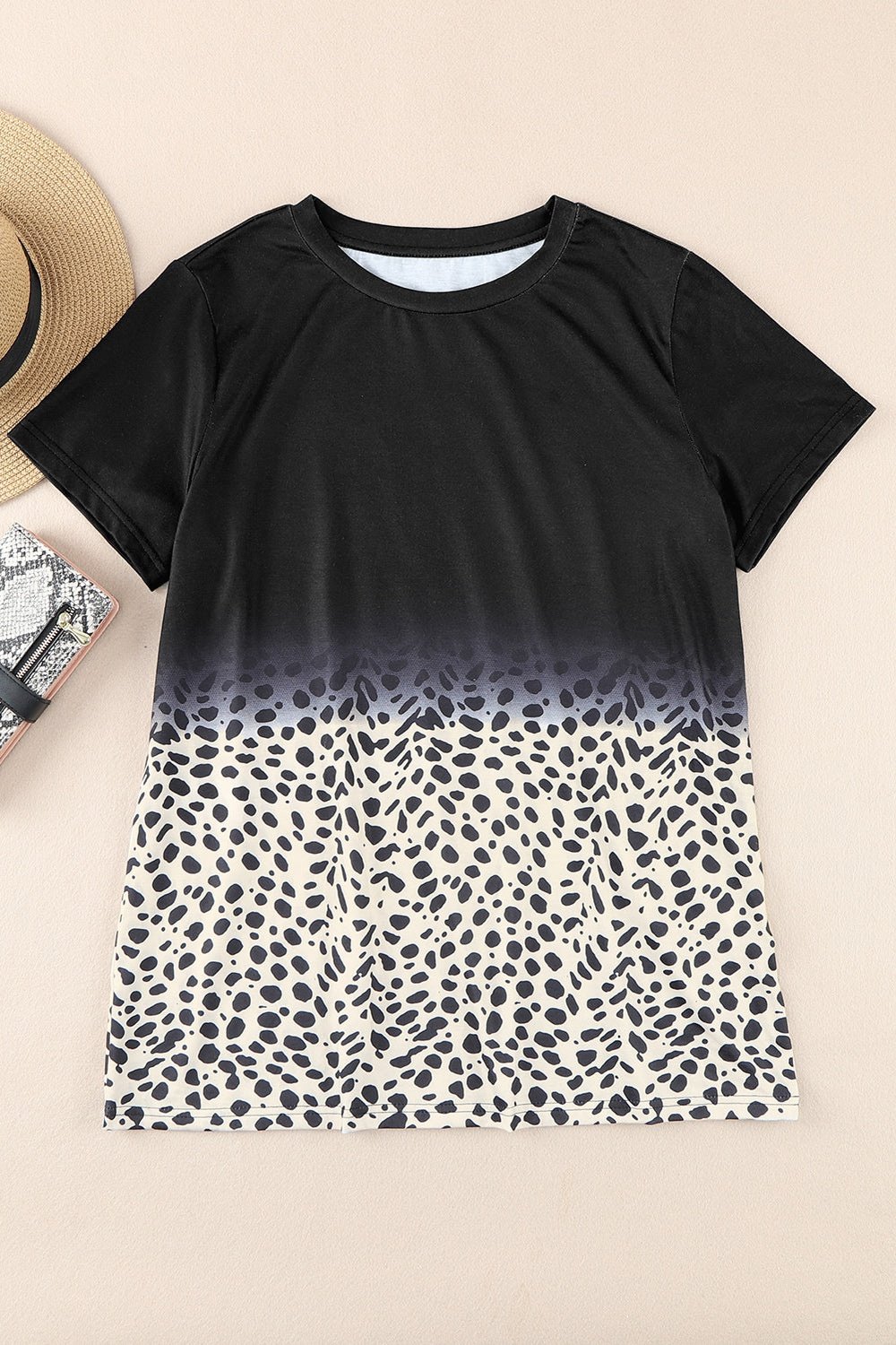 Printed Short Sleeve Round Neck Tee - T-Shirts - FITGGINS