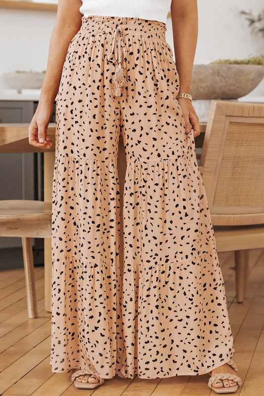 Printed Wide Tiered Pants - Pants - FITGGINS