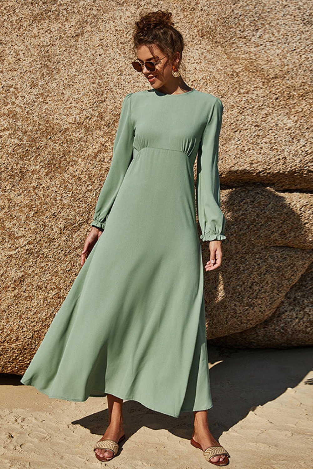 Puff Sleeve Flounce Dress - Casual & Maxi Dresses - FITGGINS