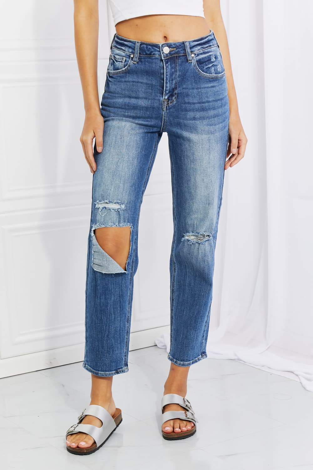 RISEN Full Size Emily High Rise Relaxed Jeans - Jeans - FITGGINS
